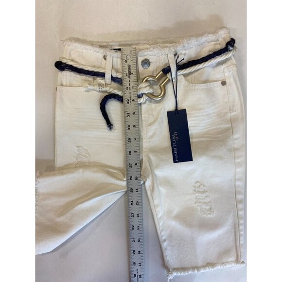 Habitual‎ Girls White Raw Hem Bermuda Denim Shorts Belted Size 10 NWT - Picture 11 of 12